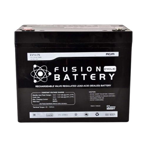 EV AGM EV12-75 - 12Volts, 75Ah