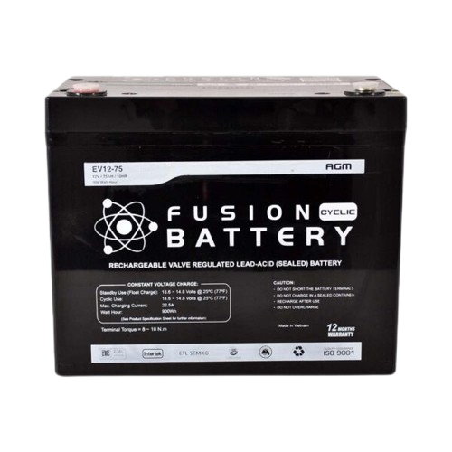 EV AGM EV12-75 - 12Volts, 75Ah