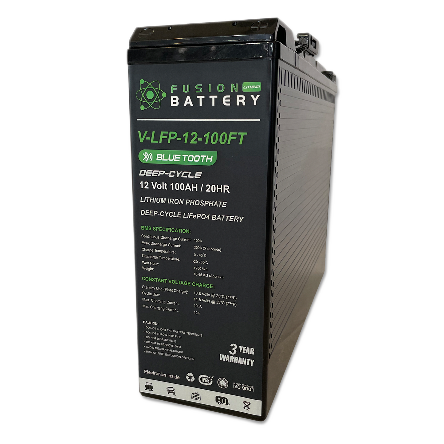 Fusion V-LFP-12-100FT Slim-Line Deep Cycle 12v 100AH Lithium Battery
