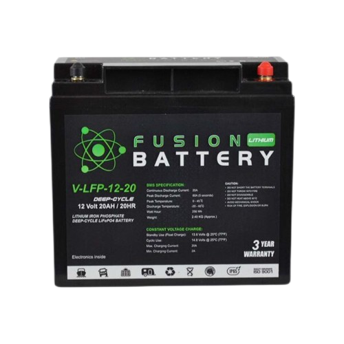 Fusion Lithium Deep Cycle V-LFP-12-20 - 12Volts, 20Ah