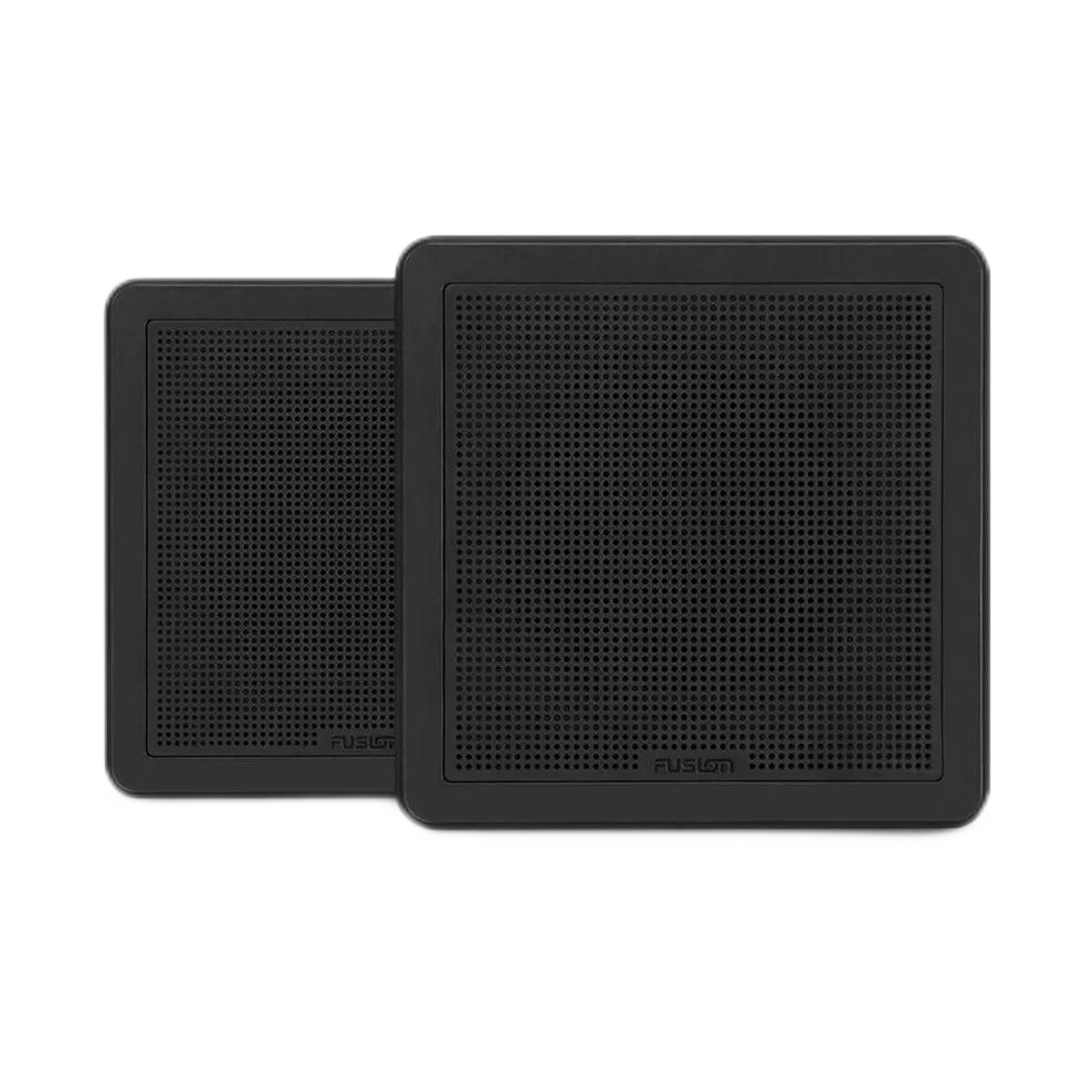 Fusion® FM Series Marine Speakers, 7.7" 200-Watt Square Black Flush-Mount Marine Speaker
